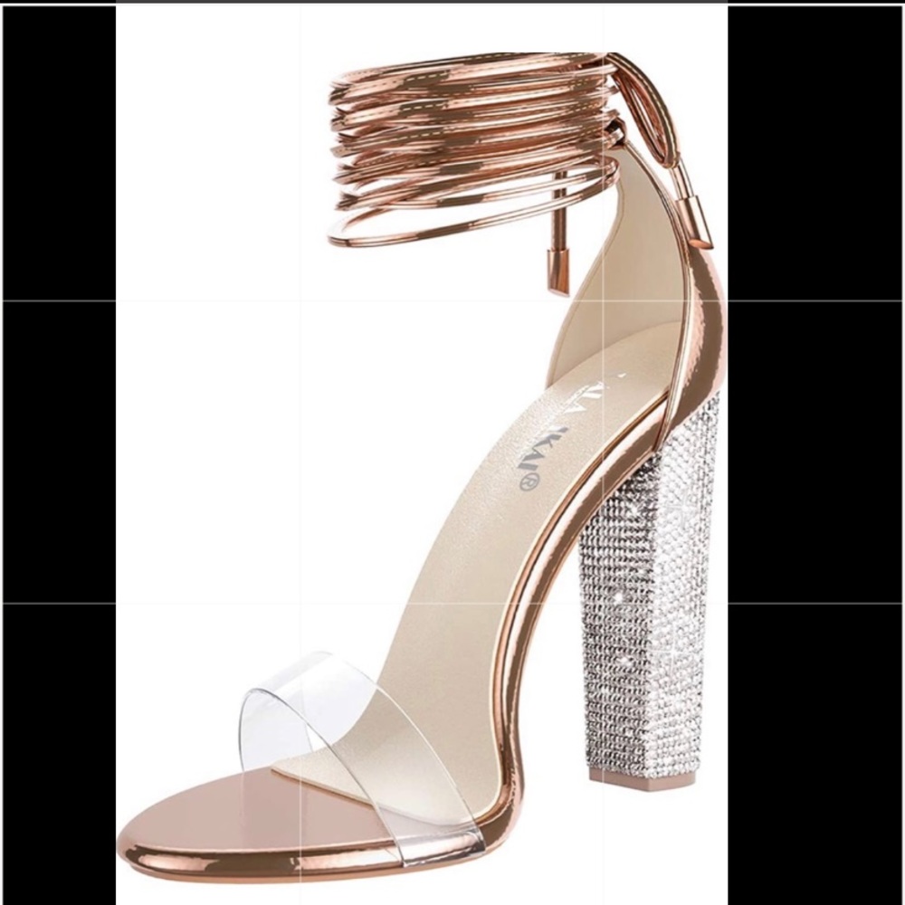 NEW Rose Gold Rhinestone Heels